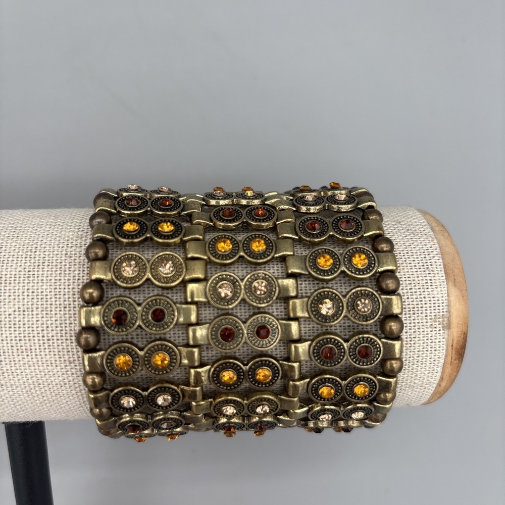 Vintage Adjustable Rhinestone Bracelet Multi-Row Multicolor Sparkling‎ Statement